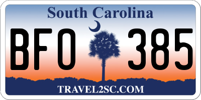 SC license plate BFO385
