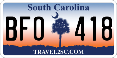 SC license plate BFO418