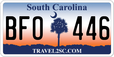 SC license plate BFO446