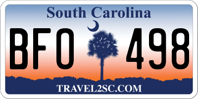 SC license plate BFO498