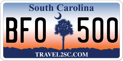 SC license plate BFO500