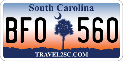SC license plate BFO560