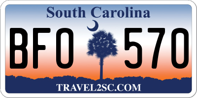 SC license plate BFO570