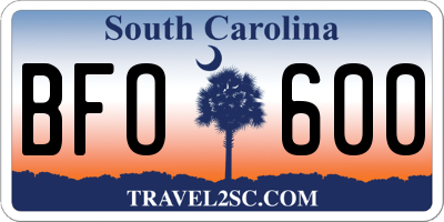 SC license plate BFO600