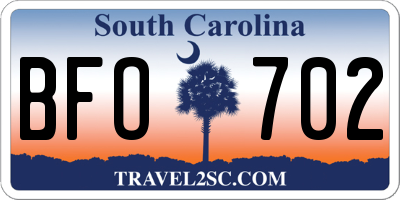 SC license plate BFO702