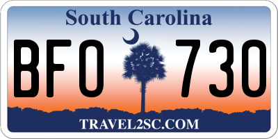 SC license plate BFO730