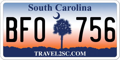 SC license plate BFO756