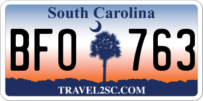 SC license plate BFO763