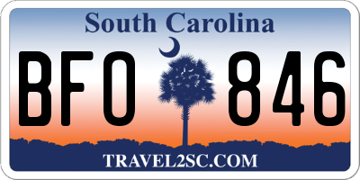 SC license plate BFO846