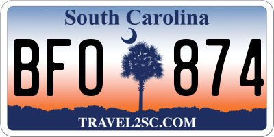 SC license plate BFO874