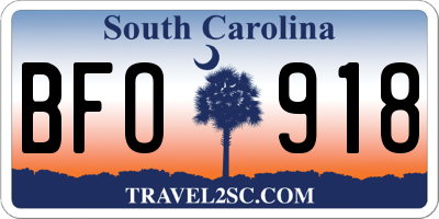 SC license plate BFO918