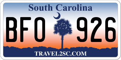 SC license plate BFO926