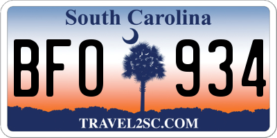 SC license plate BFO934