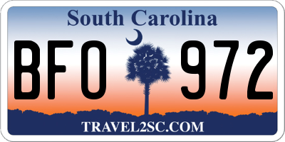 SC license plate BFO972