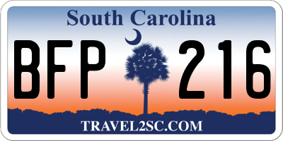 SC license plate BFP216