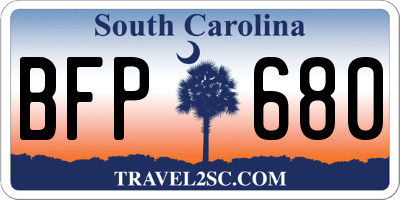 SC license plate BFP680
