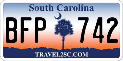 SC license plate BFP742