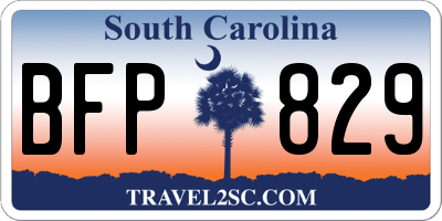 SC license plate BFP829
