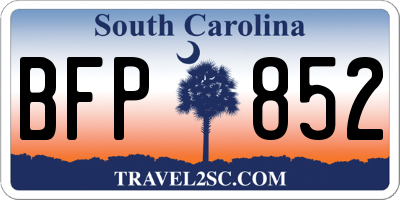 SC license plate BFP852