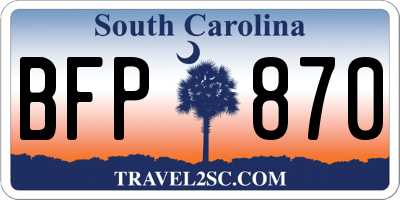 SC license plate BFP870