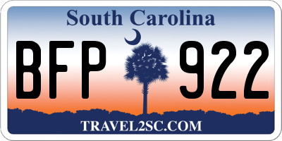 SC license plate BFP922