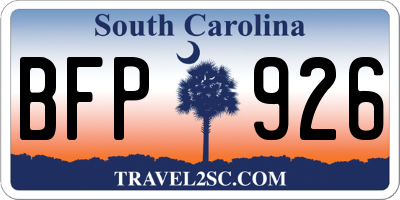 SC license plate BFP926