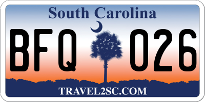 SC license plate BFQ026