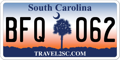 SC license plate BFQ062