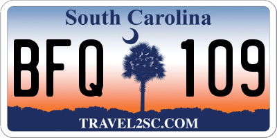 SC license plate BFQ109