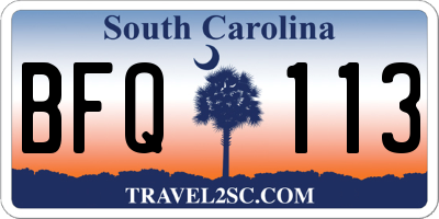 SC license plate BFQ113