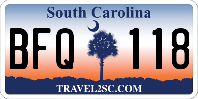SC license plate BFQ118