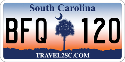 SC license plate BFQ120