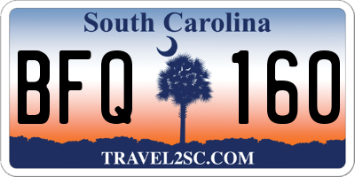 SC license plate BFQ160