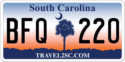 SC license plate BFQ220
