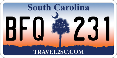 SC license plate BFQ231