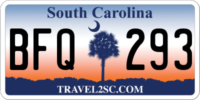 SC license plate BFQ293