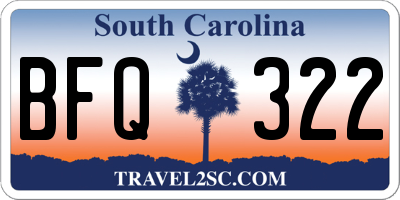 SC license plate BFQ322
