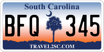 SC license plate BFQ345