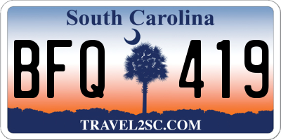 SC license plate BFQ419