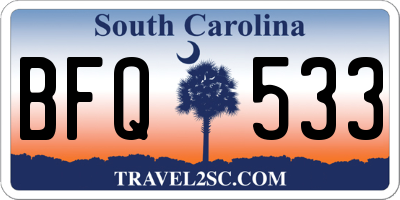 SC license plate BFQ533