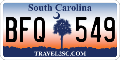 SC license plate BFQ549