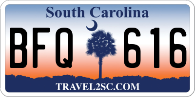 SC license plate BFQ616