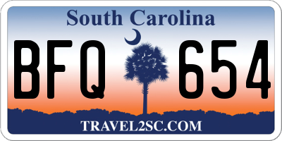 SC license plate BFQ654
