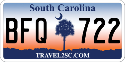 SC license plate BFQ722