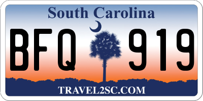 SC license plate BFQ919
