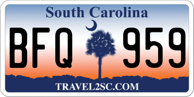 SC license plate BFQ959