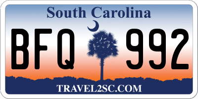 SC license plate BFQ992