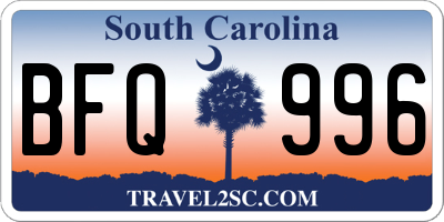 SC license plate BFQ996