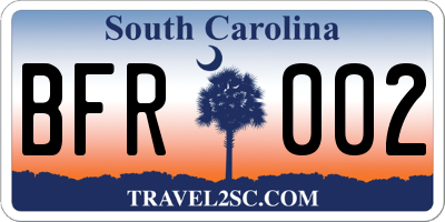 SC license plate BFR002