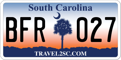 SC license plate BFR027